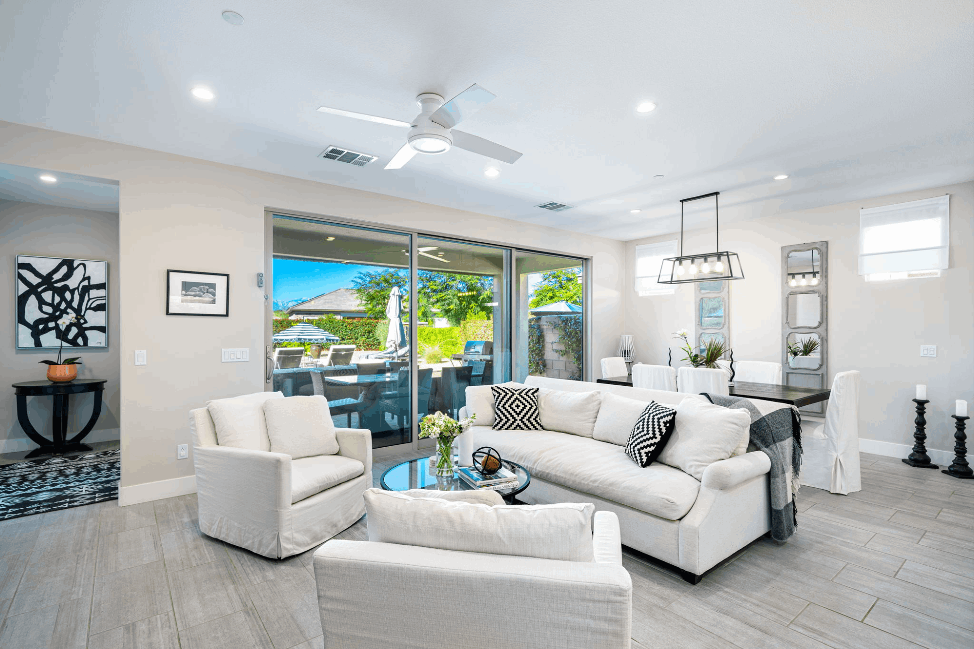 Trilogy at The Polo Club residence in Indio featuring an open-concept great room with indoor-outdoor living