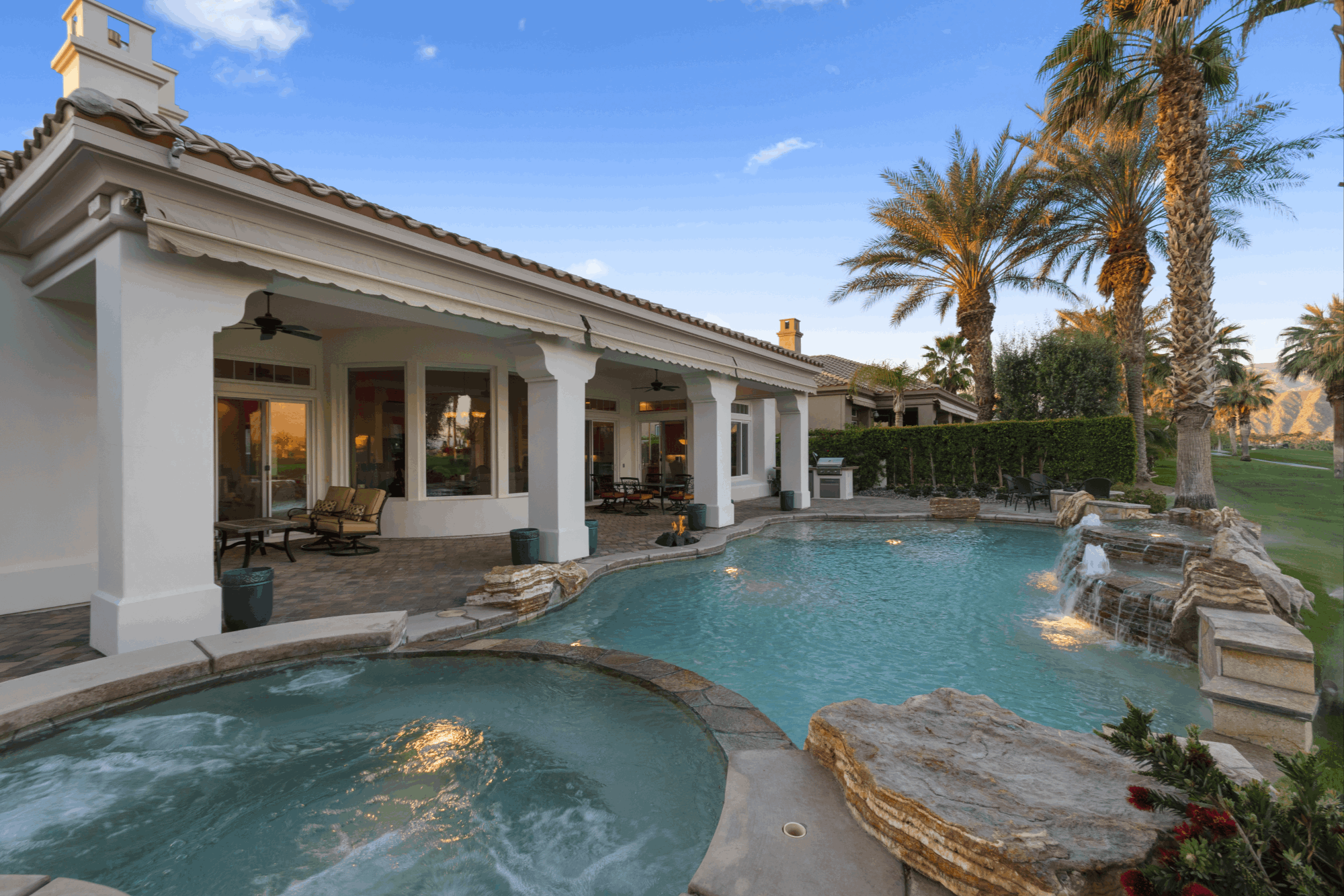 Private pool and spa overlooking the golf course at a PGA WEST home in La Quinta