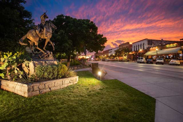Downtown New Braunfels at sunset