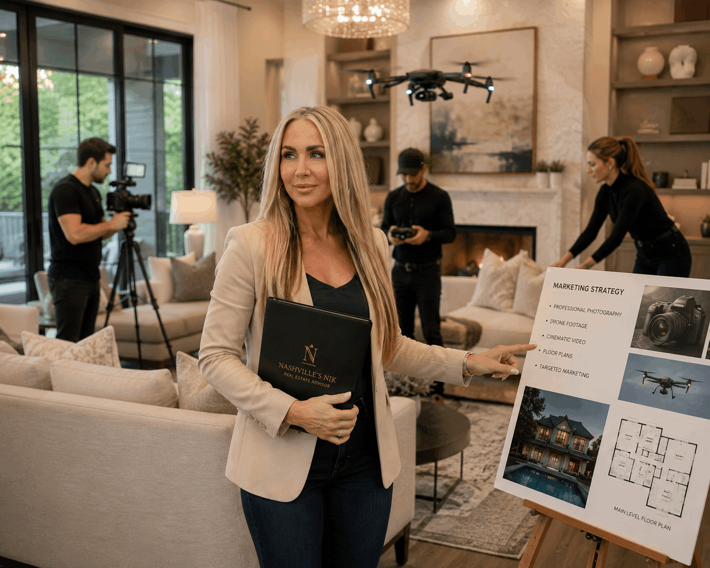REALTOR coordinating photography, drone footage, and video marketing