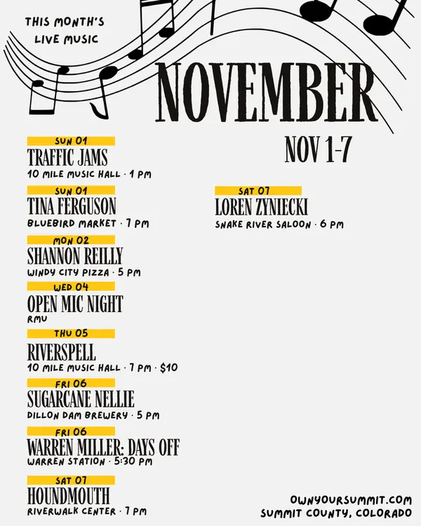 Your Guide to Live Music in Summit County This November