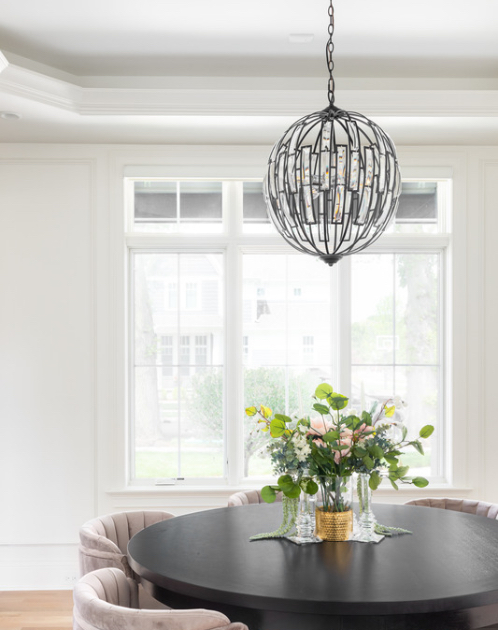 Dining room chandelier in a Central Ohio home, a light fixture that stays with the house unless the purchase contract excludes it