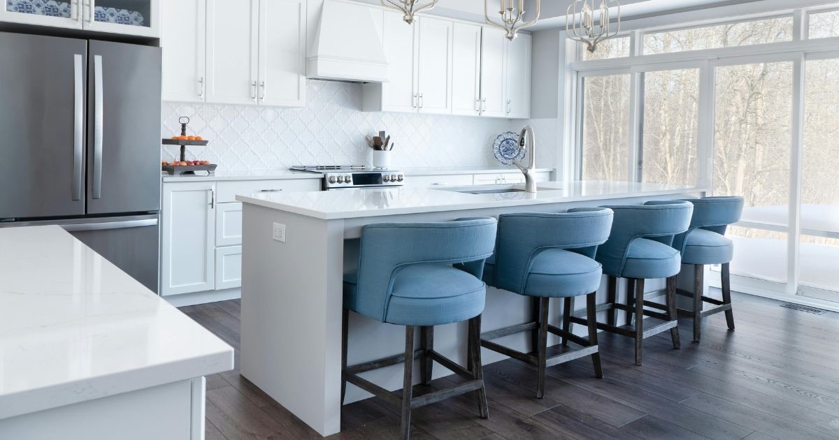 Decluttered kitchen counters and bright staging before listing a home