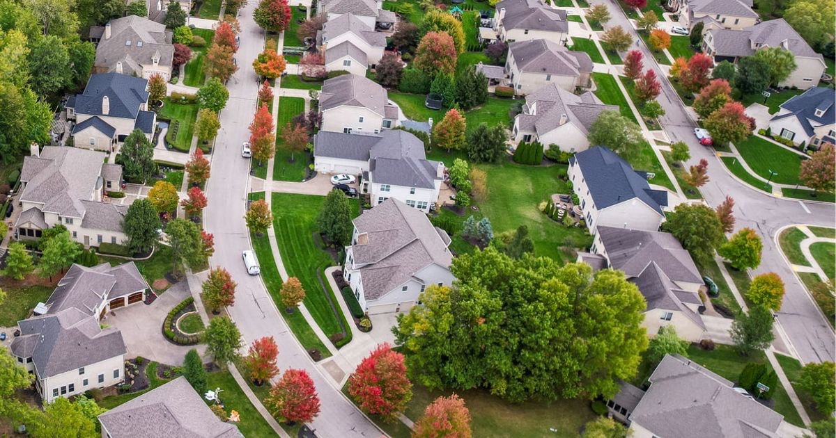 Colorful neighborhood houses in Columbus, Ohio