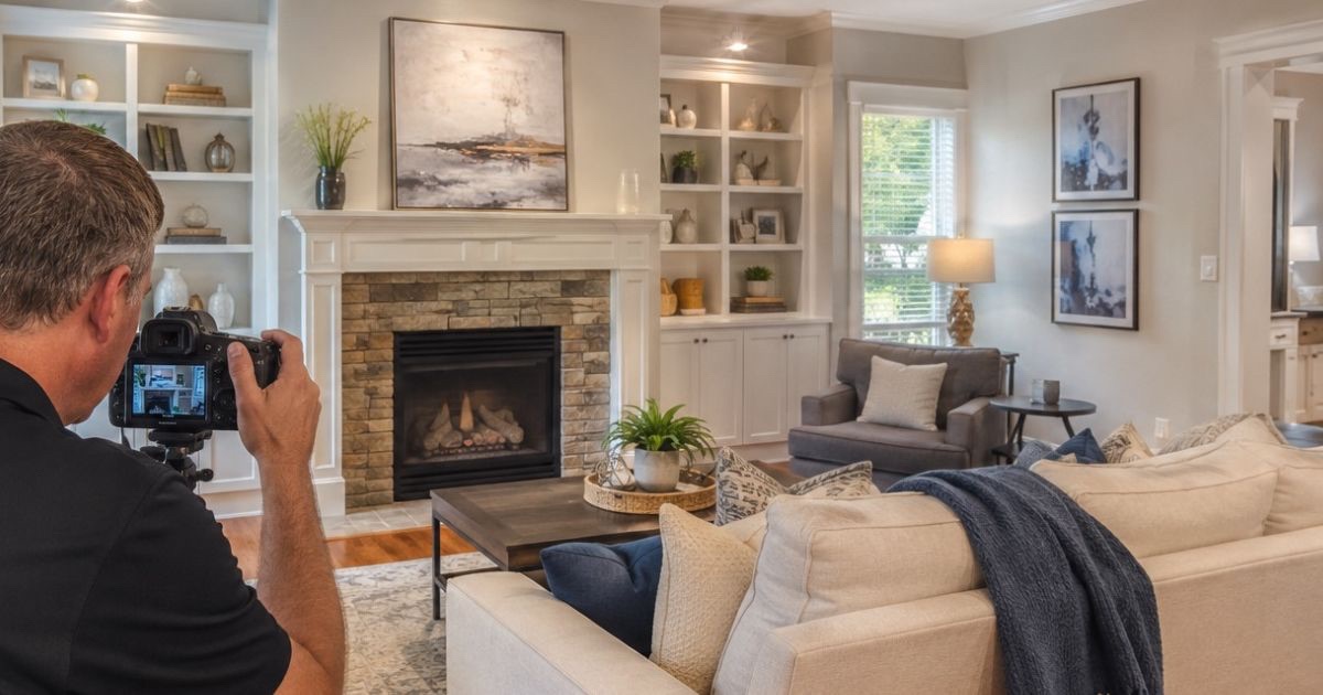 Professional real estate photographer photographing a well-prepared Columbus Ohio home