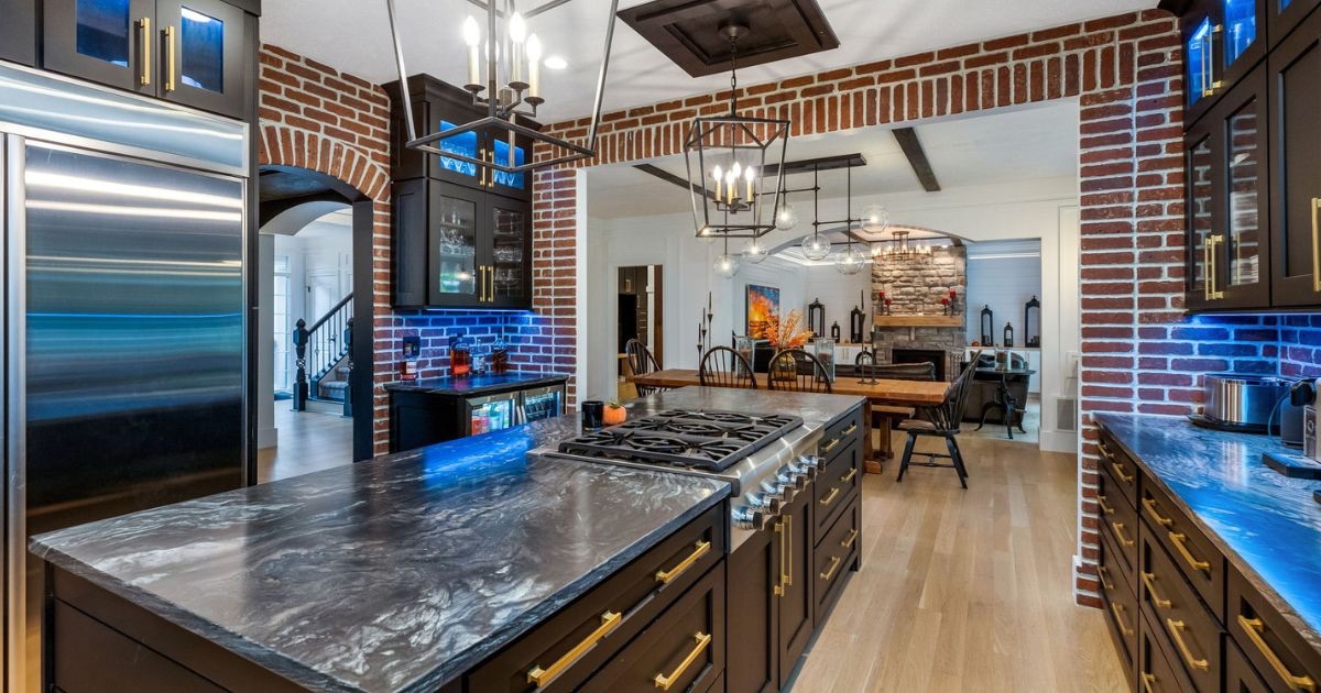 Luxury kitchen and living space in a Powell Ohio home