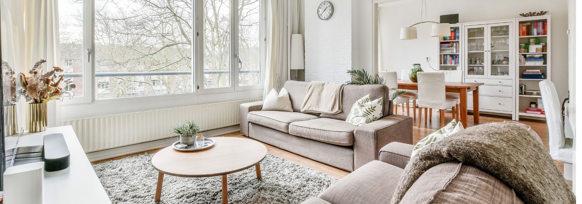 Professionally staged living room in a Central Ohio home prepared for sale