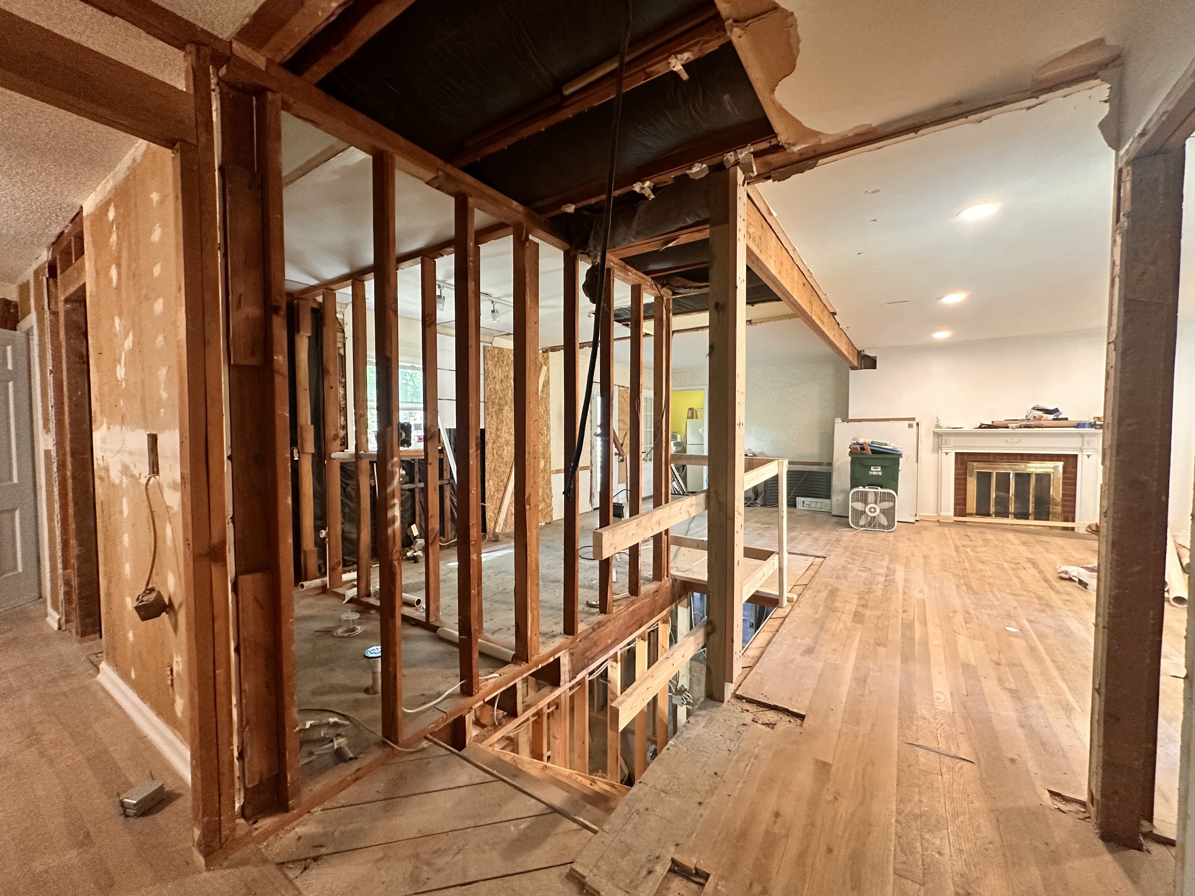 The new stairs, new primary bathroom, and the new kitchen space coming to life.