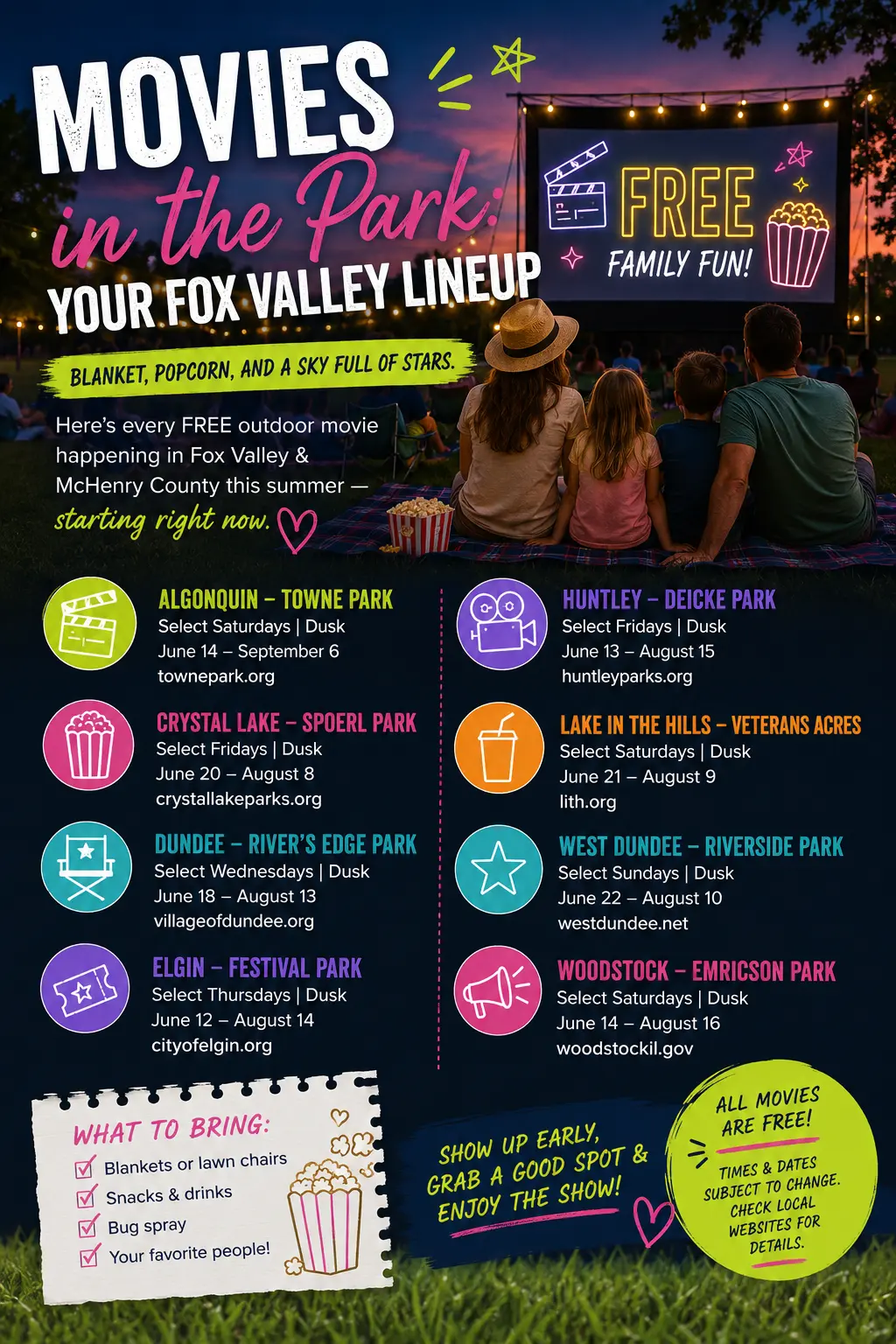 Movies in the Park 2026: Your Complete Fox Valley Guide