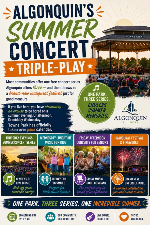 feature image of Algonquin's Summer Concert Triple-Play 2026