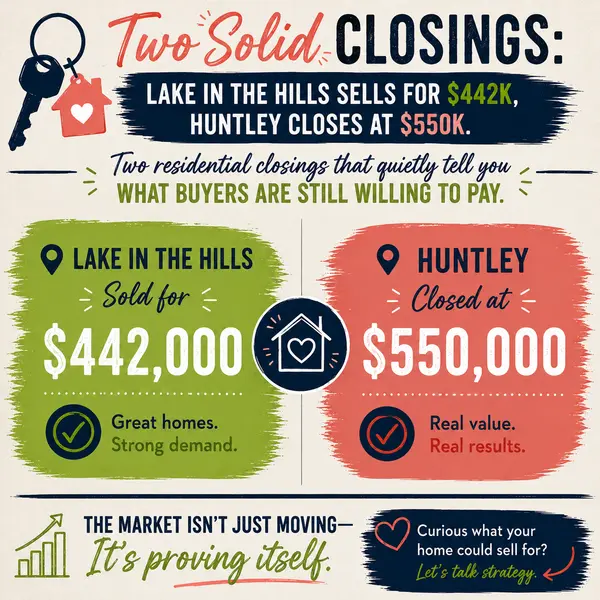 Two Solid Closings: Lake in the Hills Sells for $442K, Huntley Closes at $550K