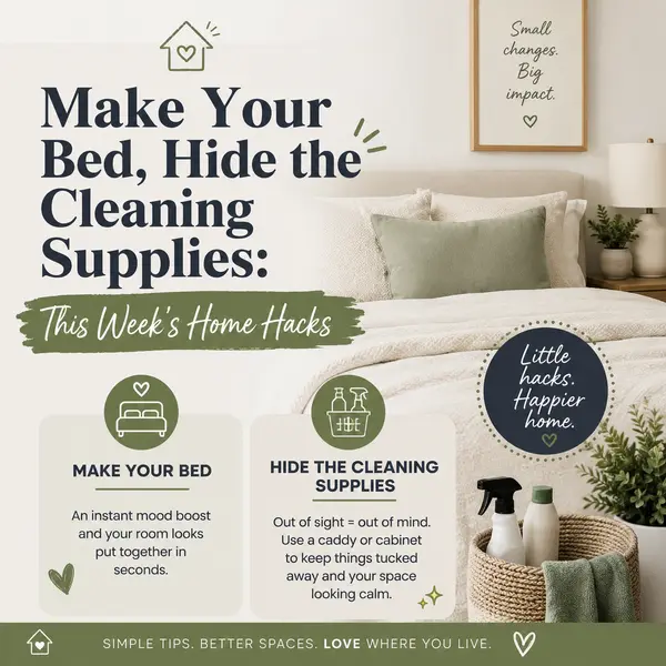 feature image of Make Your Bed, Hide the Cleaning Supplies: This Week's Home Hacks