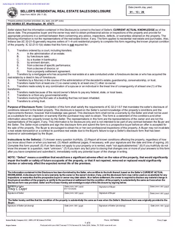 108 Hanna ST, Worthington, IN 47471