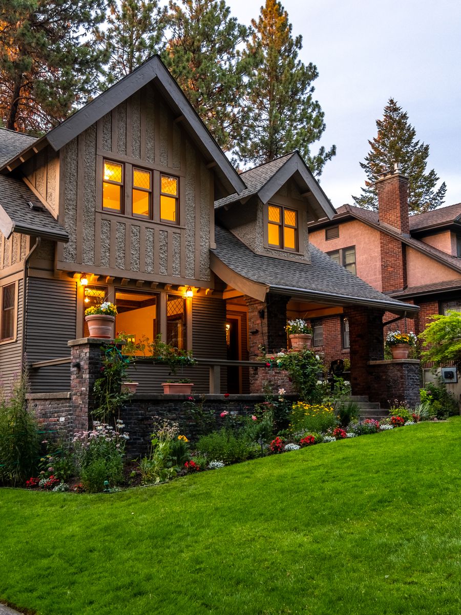 A charming home at dusk