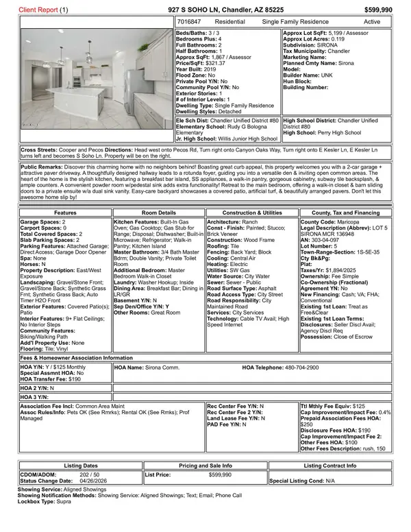 927 S Soho Lane, Chandler AZ 