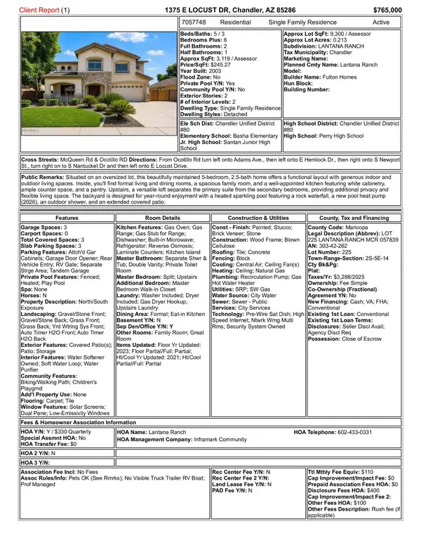 Page 1 - 1375 E Locust Rd, Chandler AZ 85286