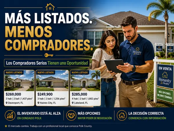 Más propiedades, menos compradores: una oportunidad para compradores serios en Polk County