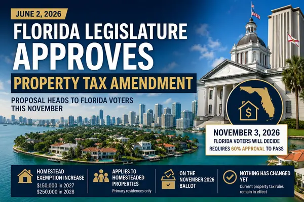 On June 2, 2026 Florida Legislature Approves Property Tax Amendment for November 2026 Ballot