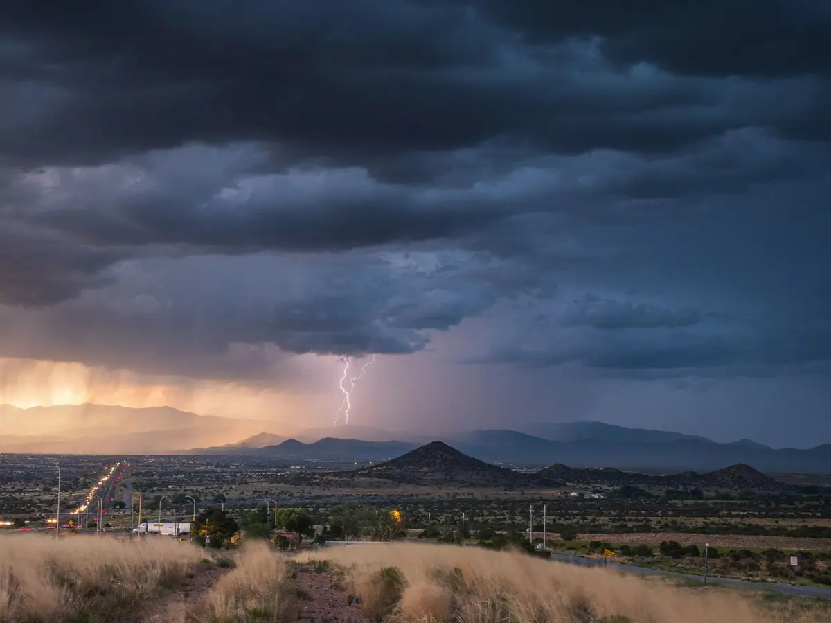 thunderstorm over mountains