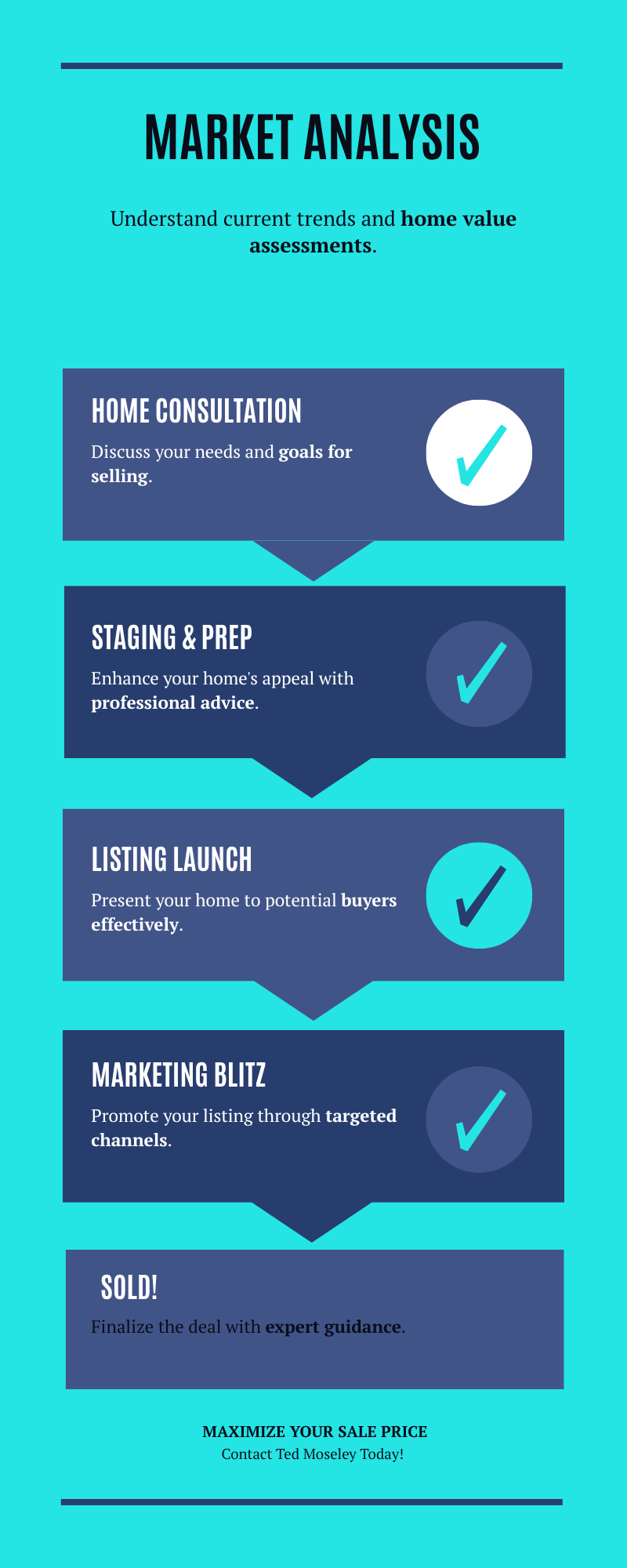 A detailed infographic highlighting Ted Moseley's step-by-step home sales process, specially tailored for Orlando sellers aiming to maximize profit.