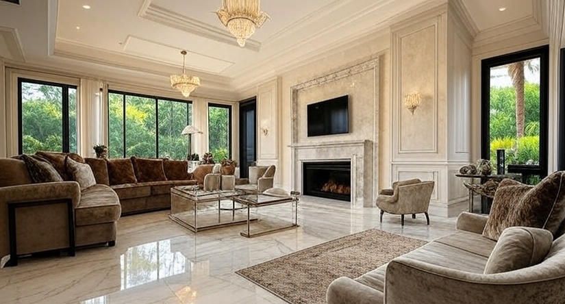 Modern luxury living room setting in a new Orlando Home sold by Ted Moseley