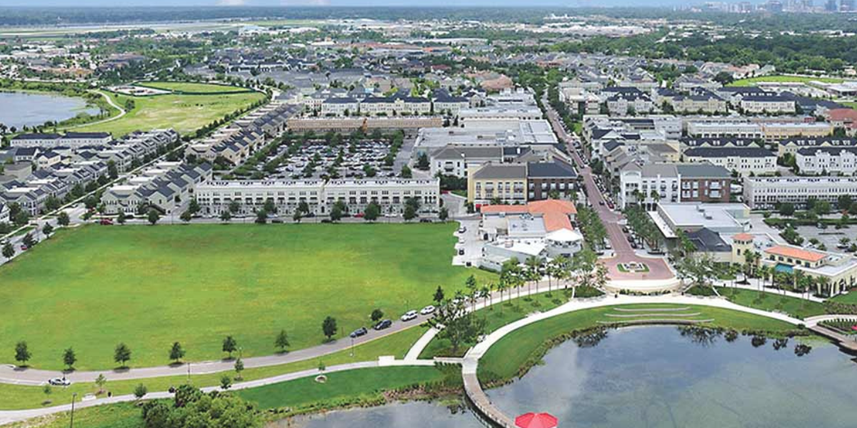 Aerial view of Baldwin Park - Orlando's most walkable neighborhood