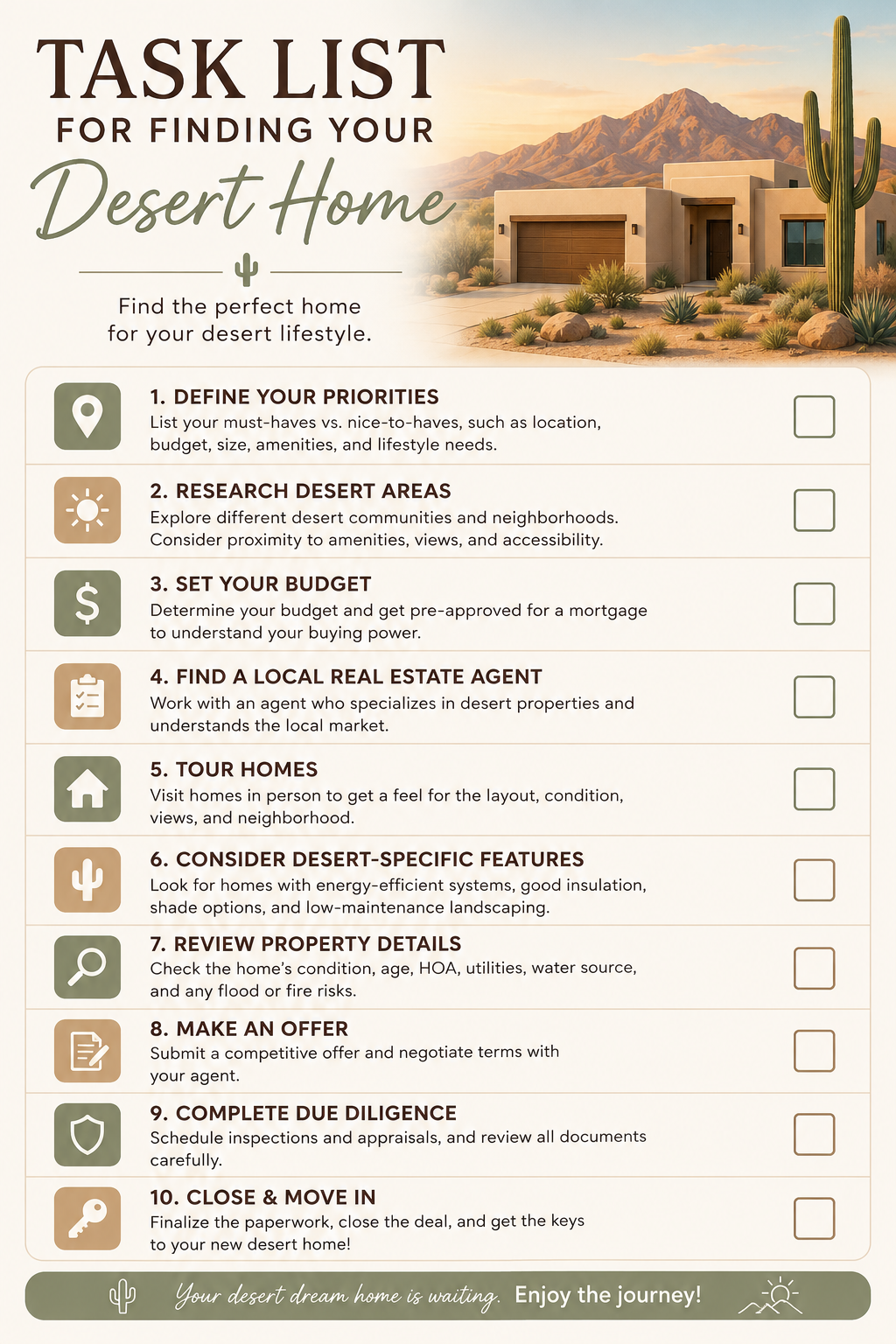 buying a home task list - desert homes hub