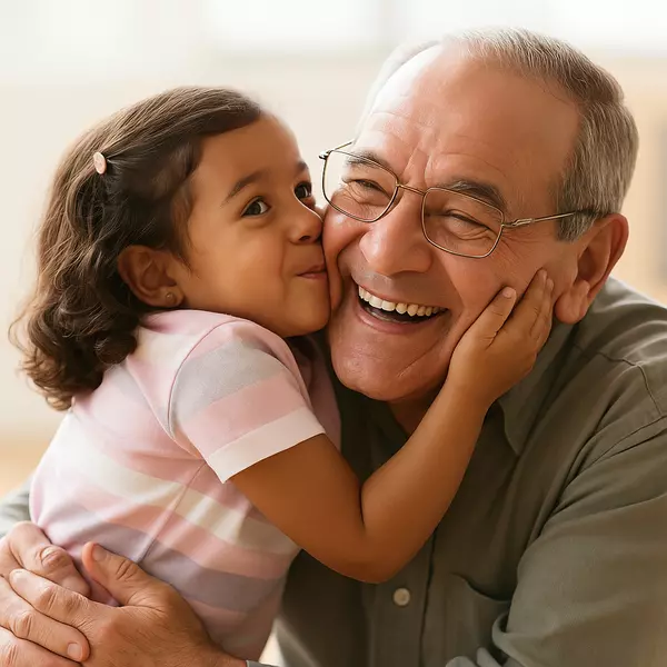 Grandpa getting kissed