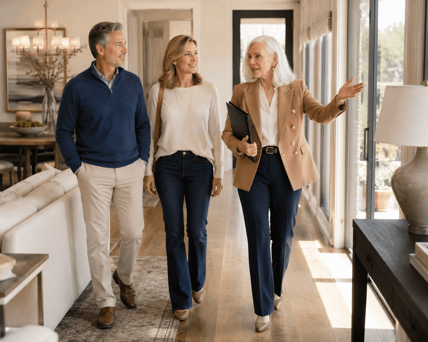 Happy couple reviewing home buying information