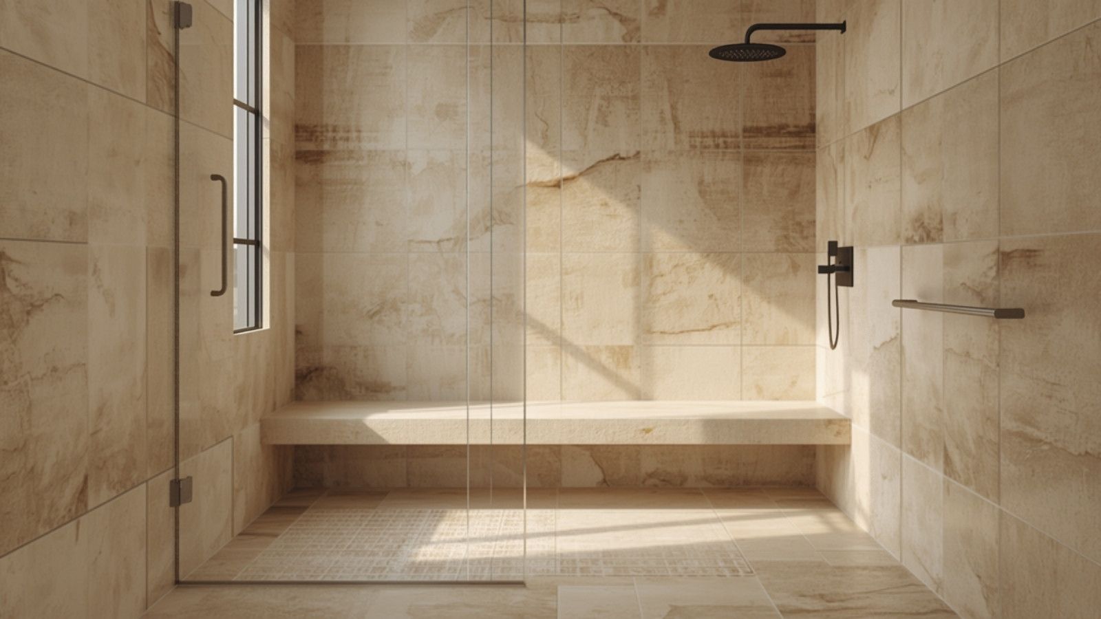 Spa-style step-free walk-in shower