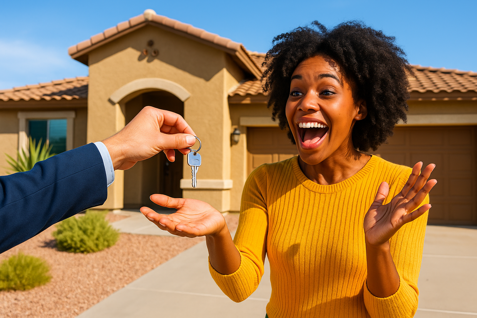 Buyer receiving house keys after closing in Maricopa AZ