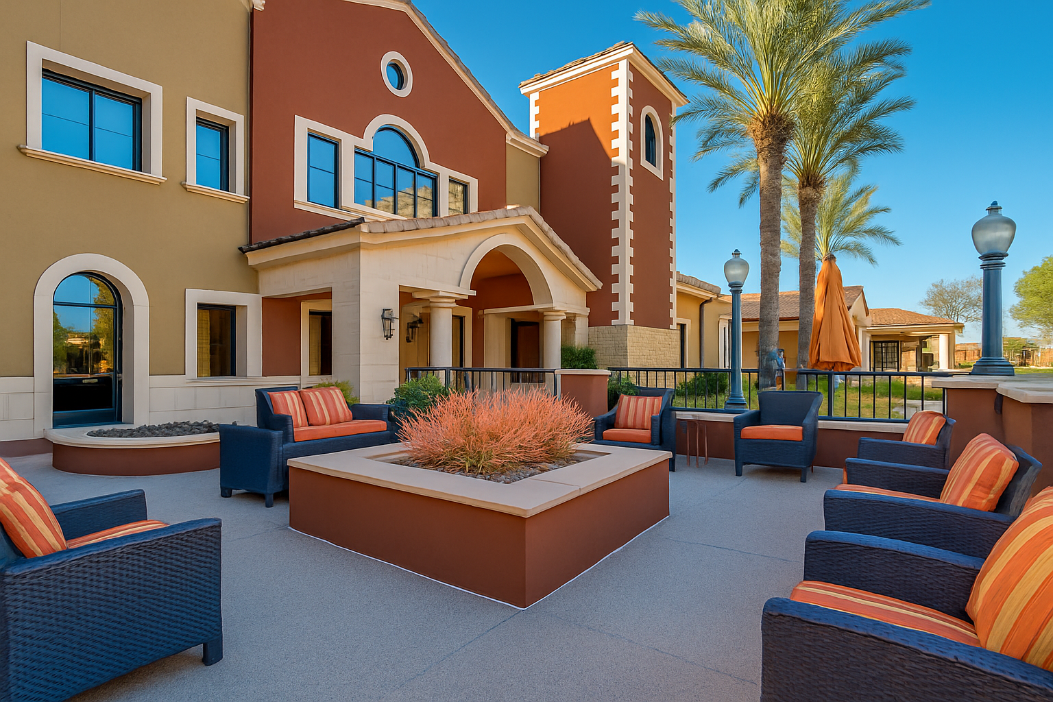 Province clubhouse and lakeside walking path in 55+ community