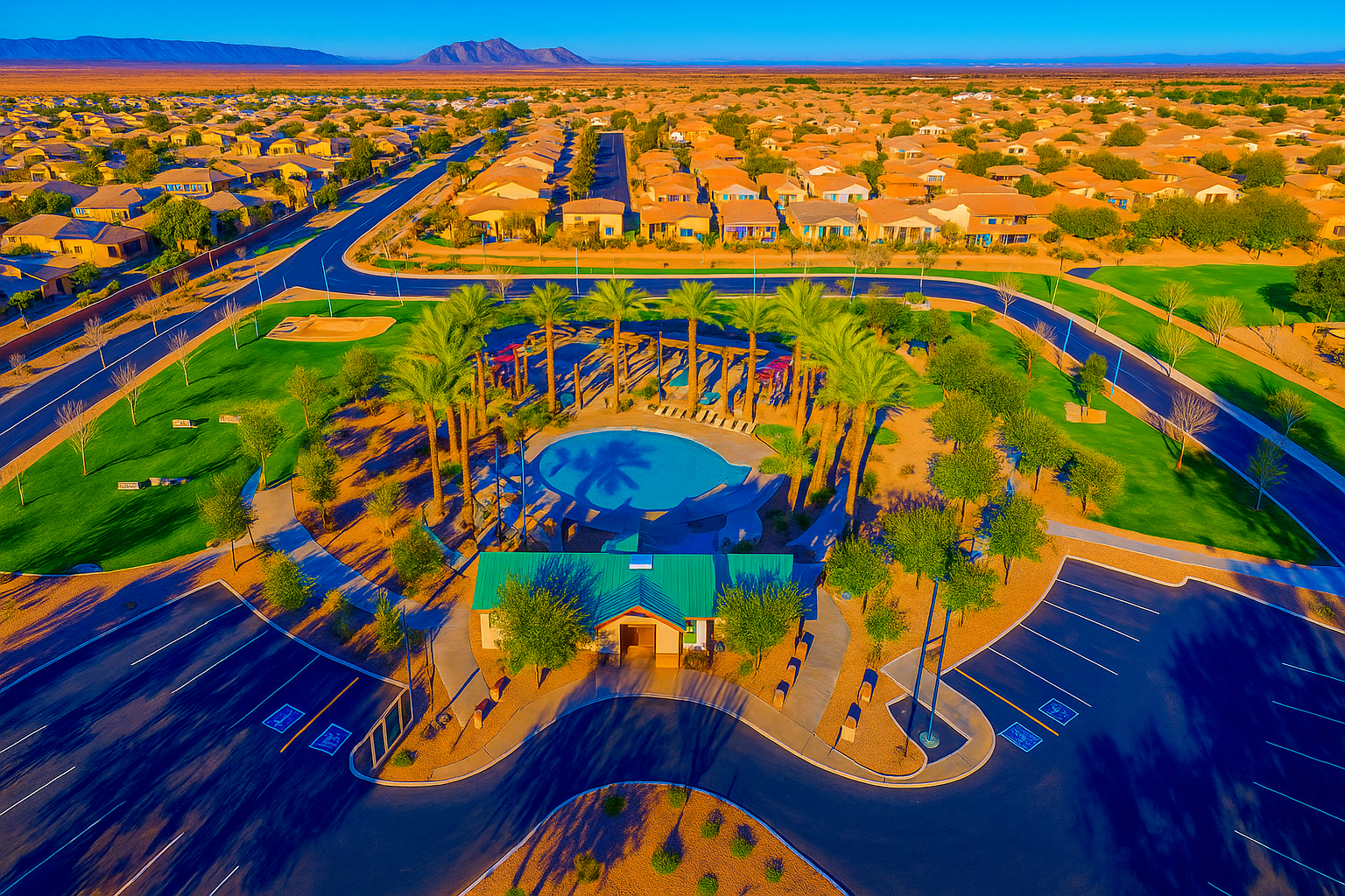 Cobblestone Farms community entrance with greenbelt and landscaping