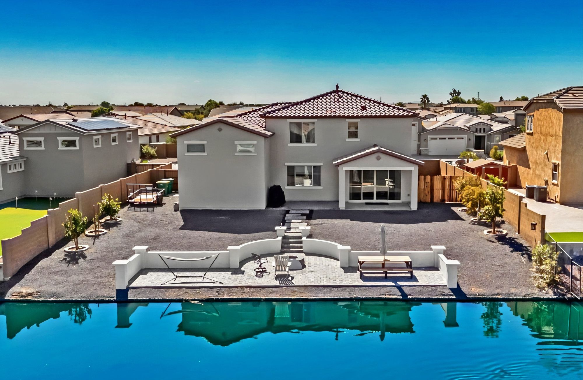 Drone aerial photography showing Maricopa home and neighborhood context