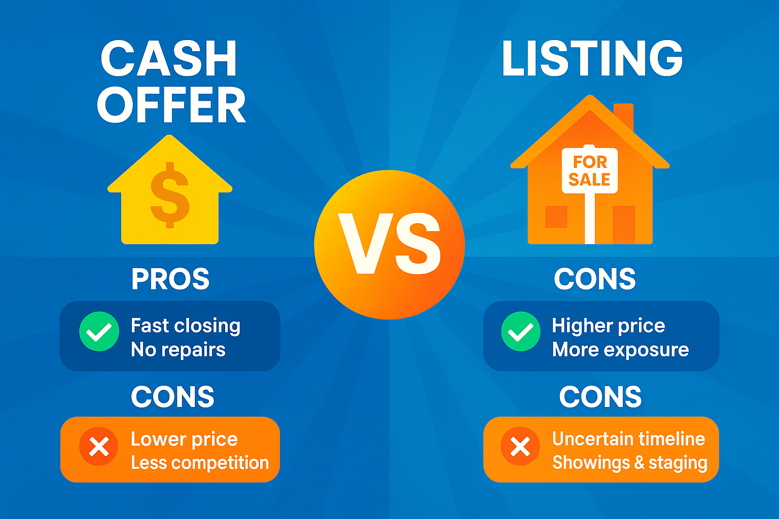 Maricopa AZ home seller comparing cash offer vs listing