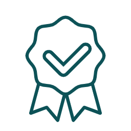 Teal line icon of a shield with a checkmark symbolizing a two-year Sterling Homes warranty.