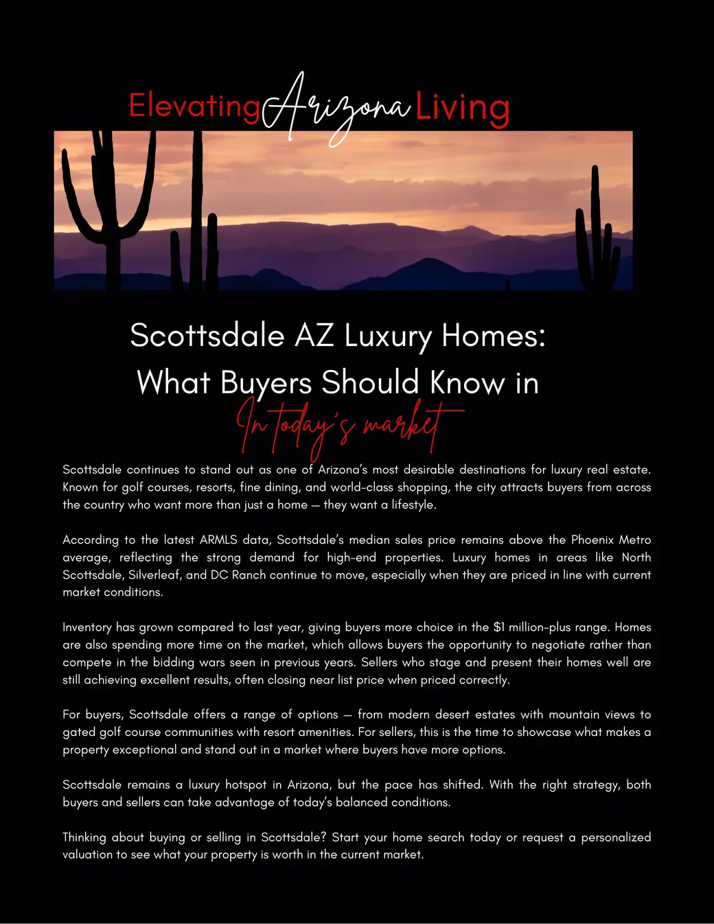 Scottsdale AZ Luxury Homes: What Buyers Should Know in Today’s Market