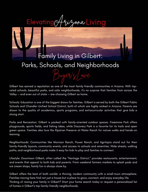 Family Living in Gilbert: Parks, Schools, and Neighborhoods Buyers Love,Inger Hebert
