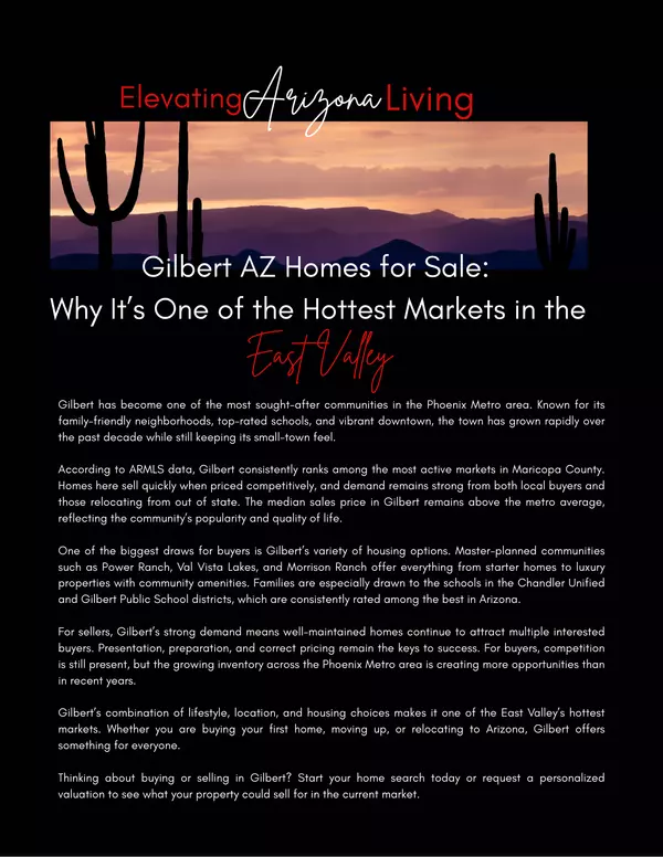 Gilbert AZ Homes for Sale: Why It’s One of the Hottest Markets in the East Valley,Inger Hebert