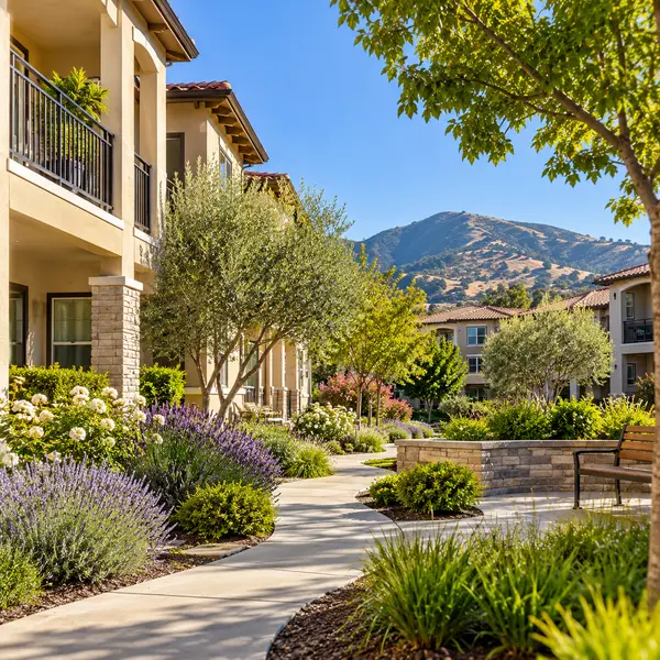 Sunny Mediterranean Courtyard with Mountain Views
