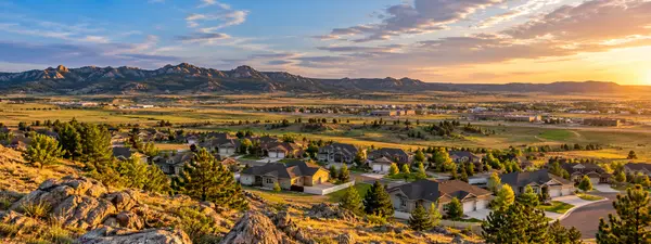 Golden-Hour Suburban Valley Panorama