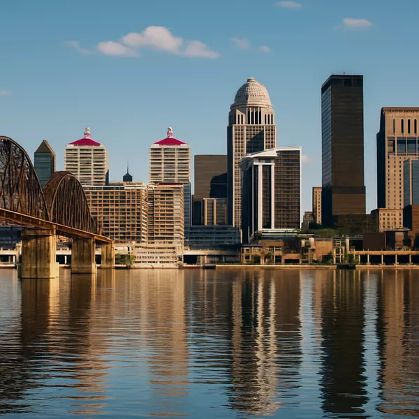 Louisville skyline and Ohio River view near downtown, Falls City Realtors local real estate market area