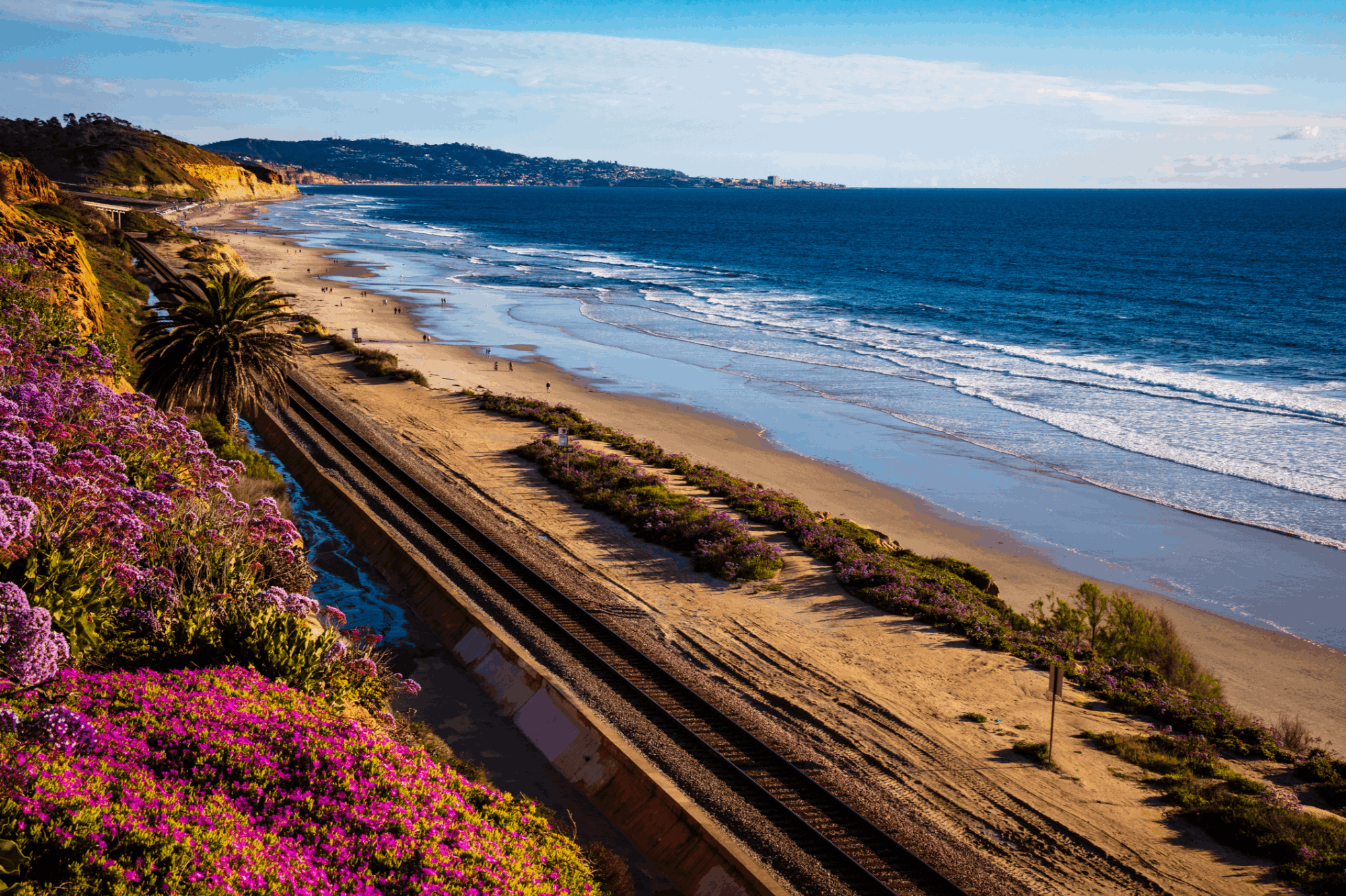 Del Mar CA coastline and residential neighborhood
