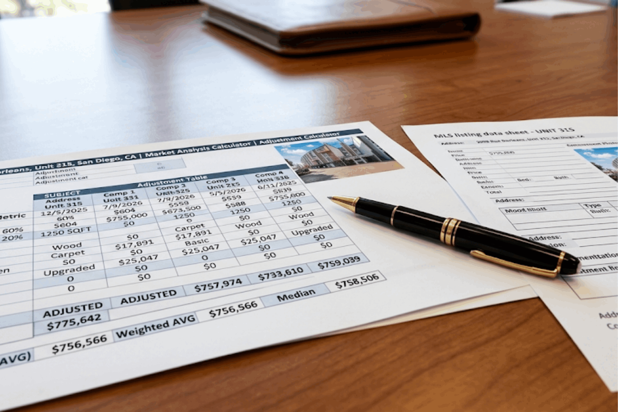 Comparable sales data used to price an Ocean Beach property
