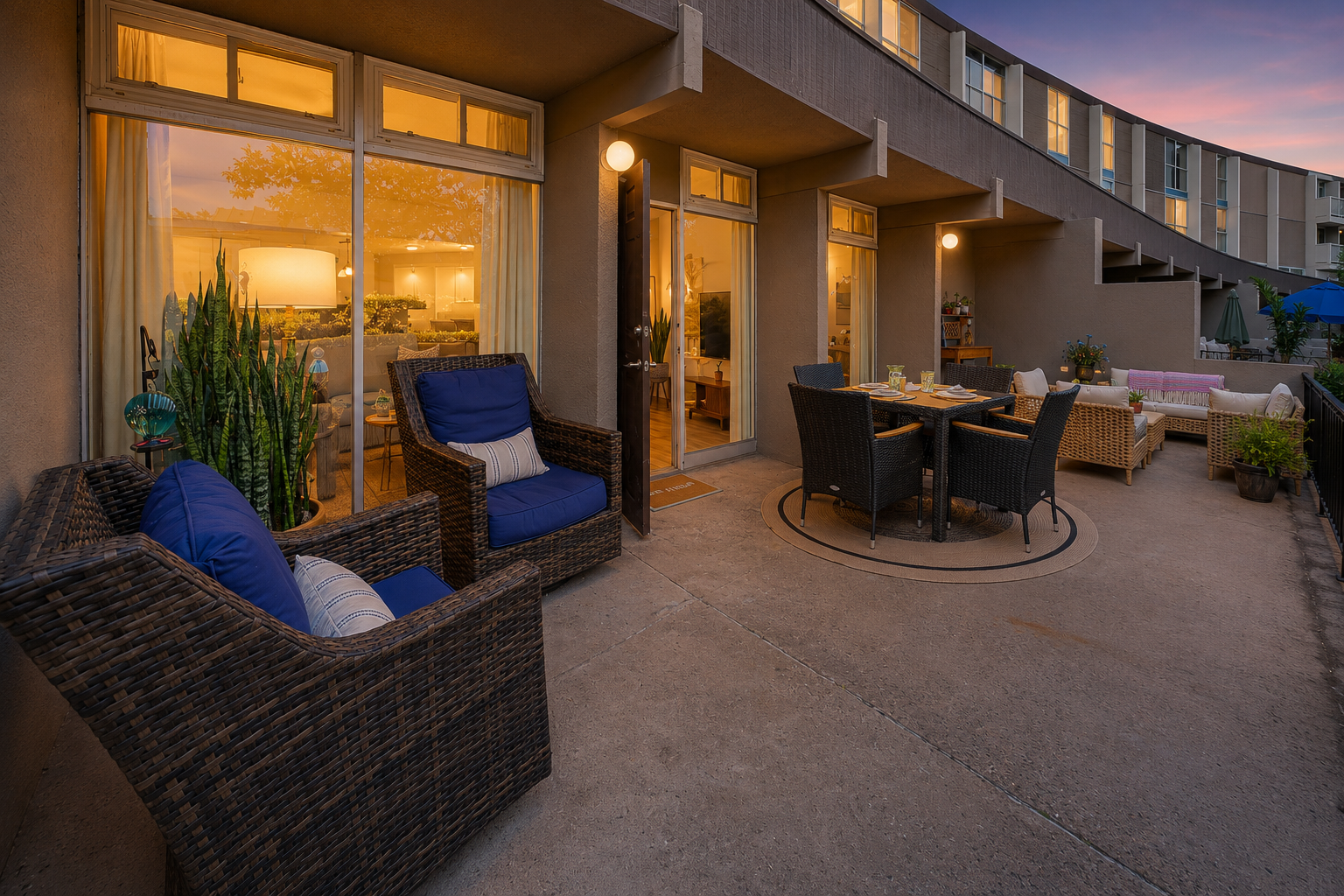 Private walled patio at a Pacific Isle condo in Point Loma