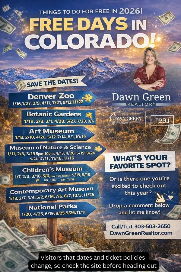 2026 Colorado free days and attractions,Dawn Green