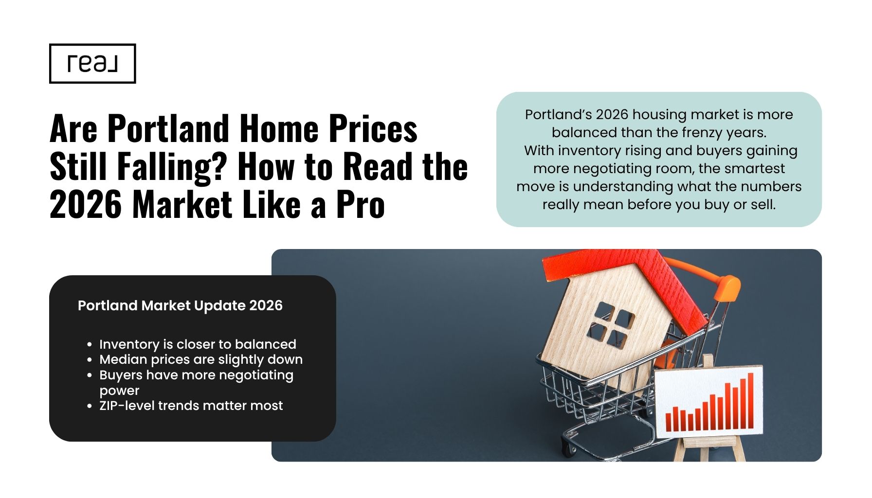 Portland Oregon housing market 2026 showing home price trends, inventory levels, and buyer negotiation power in a balanced real estate market.