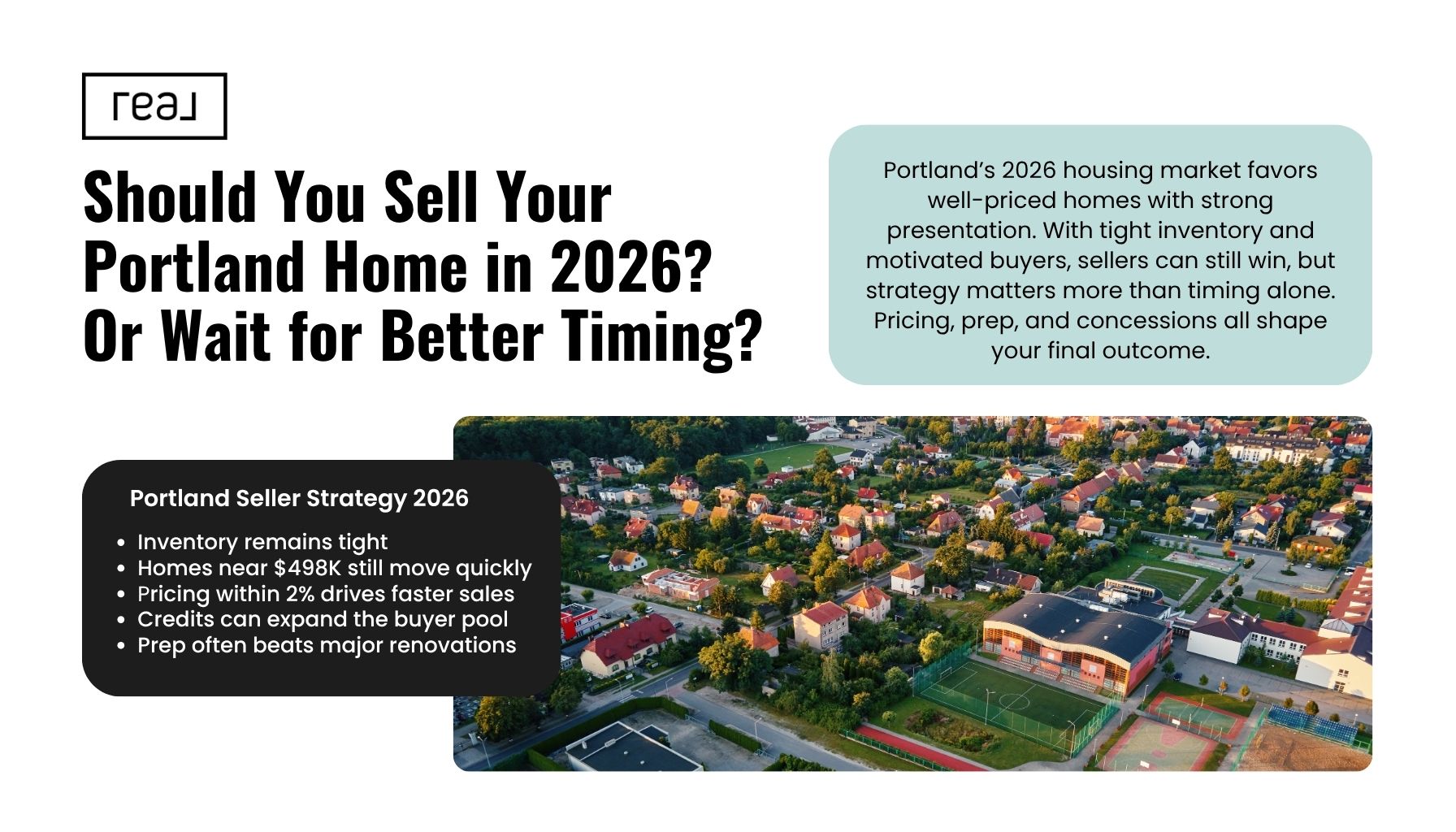 Portland Oregon residential neighborhood showing seller strategy for deciding whether to sell a home in 2026 or wait for better timing.”