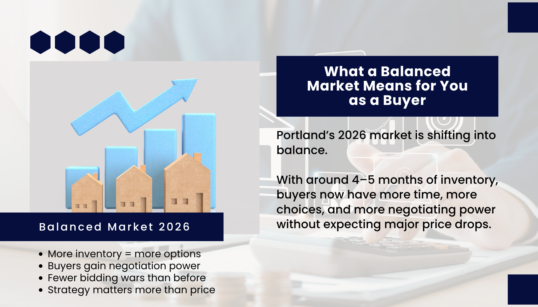 “Portland Oregon housing market 2026 balanced market concept showing increased inventory, rising home options, and improved buyer negotiation power.”