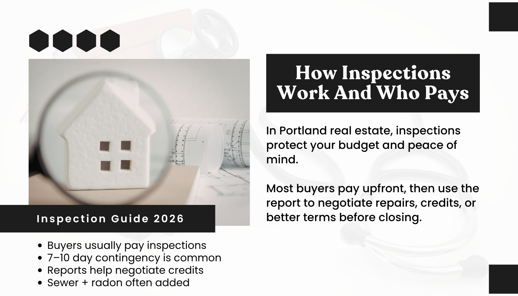 Portland Oregon home inspection guide 2026 showing how inspections work, who pays, contingency timelines, and buyer negotiation advantages